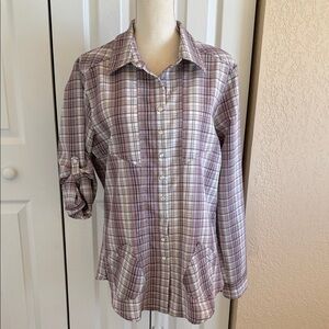 Hi-Tec Purple and White Plaid Button Down Shirt